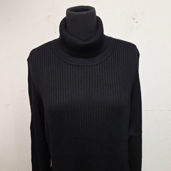 NWT! Women's Long Sleeve Bodycon Sweater Turtleneck Dress, Black - Picture 3 of 8